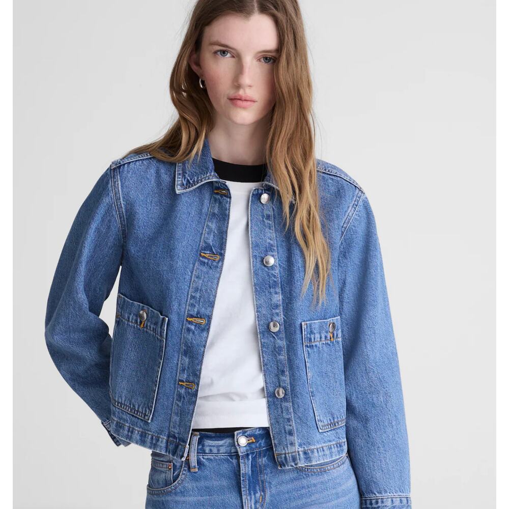 Madewell Denim Chore Jacket XS Blue NWT NZ018 Midvale Wash Rigid Coat Utility - Picture 2 of 6